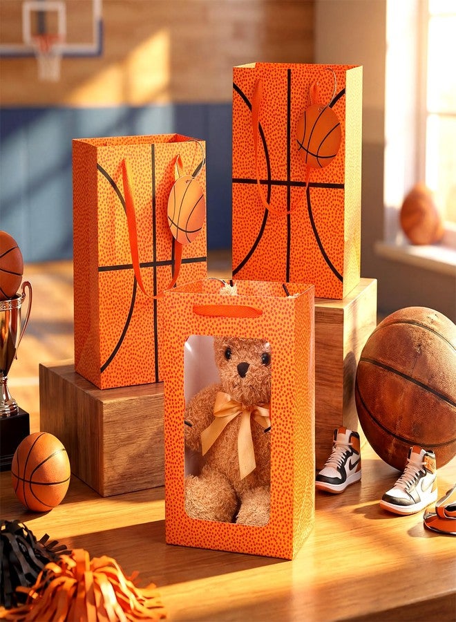 Sunnymove 12 Pcs Basketball Gift Bags with Clear Window and 12 Pcs Luggage Tags Basketball Themed Bags with Handles 7 x 5 x 10'' for Team Gift Goodie Snacks Treats Sport Theme Games Day Party Supplies - Image 5